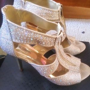 Gold Rhinestone Heels